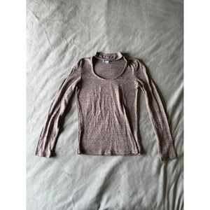 Another Story Mauve Pink Marl Cutout Mock Neck Long Sleeve Top Small